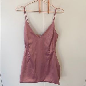 Rose coloured satin dress. Ladies size Medium.